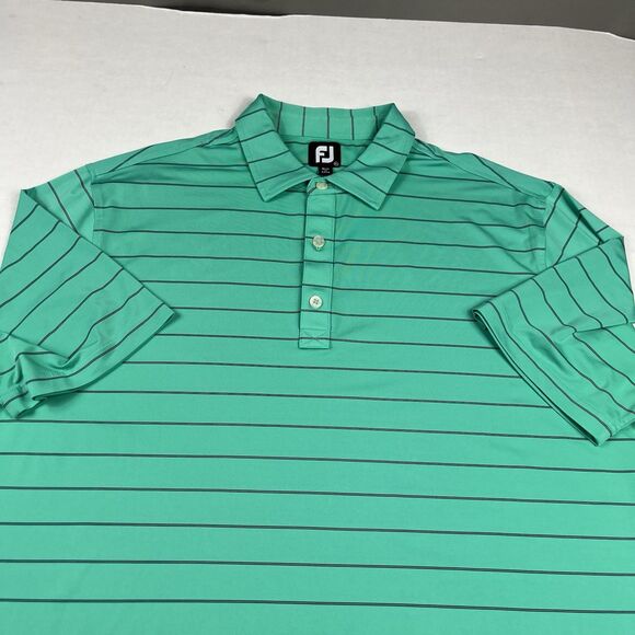 FootJoy Green Striped Golf Polo Shirt XL Performance Stretch Sporty Classic Top - Picture 3 of 11